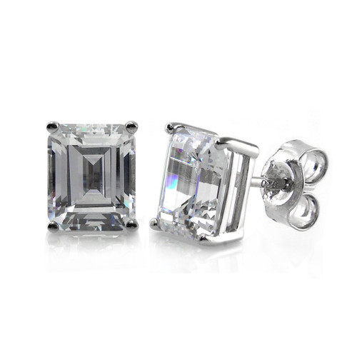 BERRICLE Sterling Silver Cubic Zirconia CZ Fashion Stud Earrings for Unisex, Rhodium Plated 8mm x 6mm BERRICLE Sterling Silver Cubic Zirconia CZ Fashion Stud Earrings for Unisex, Rhodium Plated 8mm x 6mm