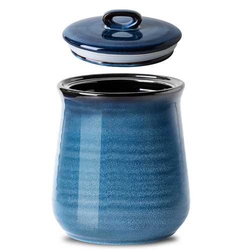 Tikooere Ceramic Food Storage Jar with Lid, 88 OZ Large Capacity Kitchen Canister, Airtight Food Storage Containers for Candy, Coffee Bean, Cookies, Flours, Rice, Cereal, Spice, BLUE Tikooere Ceramic Food Storage Jar with Lid, 88 OZ Large Capacity Kitchen Canister, Airtight Food Storage Containers for Candy, Coffee Bean, Cookies, Flours, Rice, Cereal, Spice, BLUE