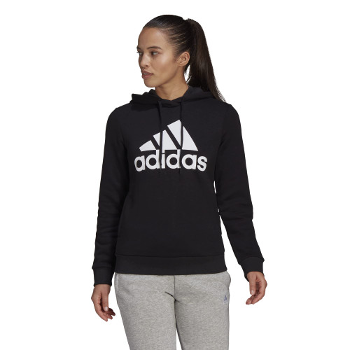 adidas Women's Standard Loungewear Essentials Logo Fleece Hoodie, Black/White, Medium