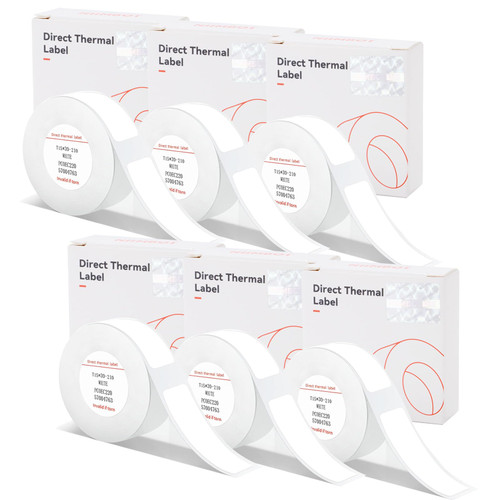 Label Maker Tapes for NIIMBOT D11/D110/D101 Printer, 6 Rolls 0.59''x1.18'' Adapted D11 Label Print Paper, D110 Thermal Sticker Paper Waterproof Self Adhesive Labeling Tape (White, 15 * 30mm)