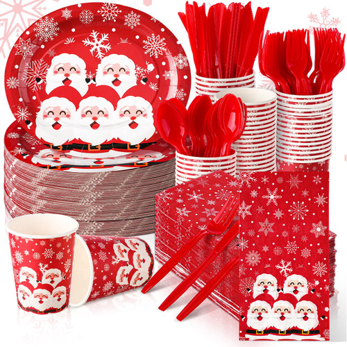 Umigy 350 Pcs Christmas Disposable Dinnerware Set Christmas Santa Claus Tableware Party Supplies 50 Oval Paper Plates 50 9 Ounce Cup 100 Napkins and 50 Set Knives Forks Spoon for Wedding Birthday Xmas Umigy 350 Pcs Christmas Disposable Dinnerware Set Christmas Santa Claus Tableware Party Supplies 50 Oval Paper Plates 50 9 Ounce Cup 100 Napkins and 50 Set Knives Forks Spoon for Wedding Birthday Xmas