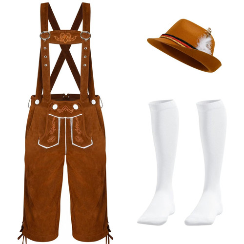 QZYL Oktoberfest Costume Men, Oktoberfest Hat Socks Lederhosen Outfit, German Bavarian Costume Set for Octoberfest Party Decor QZYL Oktoberfest Costume Men, Oktoberfest Hat Socks Lederhosen Outfit, German Bavarian Costume Set for Octoberfest Party Decor