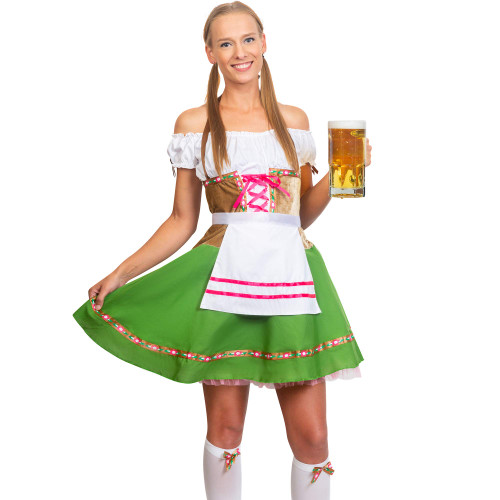 Skeleteen Oktoberfest Beer Girl Costumes - German Bavarian Traditional Womens Oktober Fest Dirndl Dress - Medium