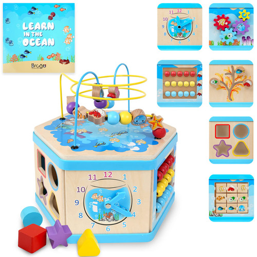 Brcgo Baby Activity Cube, Wooden Developmental Toddler Educational for 1 Year Old Boys Girls Gift Toys,Montessori Learning Toy for 12Months and up Kids with Bead Maze for First Birthday Gift Brcgo Baby Activity Cube, Wooden Developmental Toddler Educational for 1 Year Old Boys Girls Gift Toys,Montessori Learning Toy for 12Months and up Kids with Bead Maze for First Birthday Gift