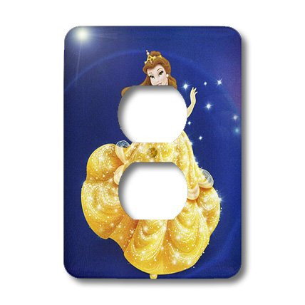 3dRose LLC lsp_41583_6 Fairy Princess in Yellow Dress on Blue with Stars 2 Plug Outlet Cover