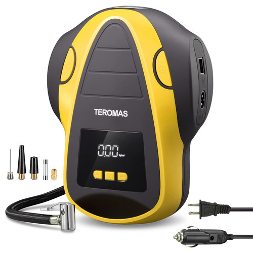 TEROMAS Tire Inflator Air Compressor, Portable DC/AC Air Pump for Car Tires 12V DC and Other Inflatables at Home 110V AC, Digital Electric Tire Pump with Pressure Gauge TEROMAS Tire Inflator Air Compressor, Portable DC/AC Air Pump for Car Tires 12V DC and Other Inflatables at Home 110V AC, Digital Electric Tire Pump with Pressure Gauge