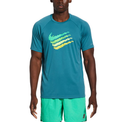 Nike Men's Digi Swoosh Essential Short Sleeve Performance Hydroguard T-Shirt (as1, Alpha, l, Regular, Regular, Mineral Teal)