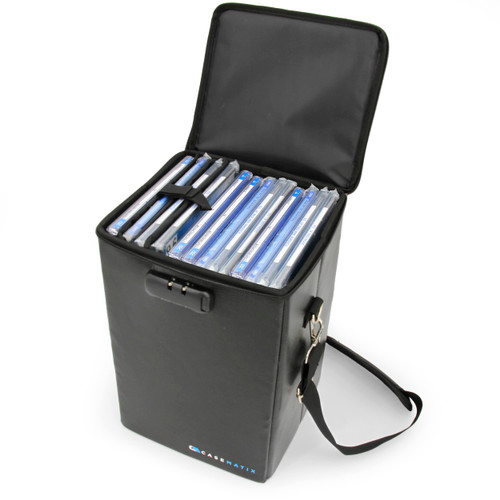 CASEMATIX Graded Comic Book Storage Travel Case Fits 15 CGC Graded Comics, Hard Shell Fire Resistant Comic Book Bin with Shoulder Strap and Three Comic Book Box Dividers, Includes Zipper Lock
