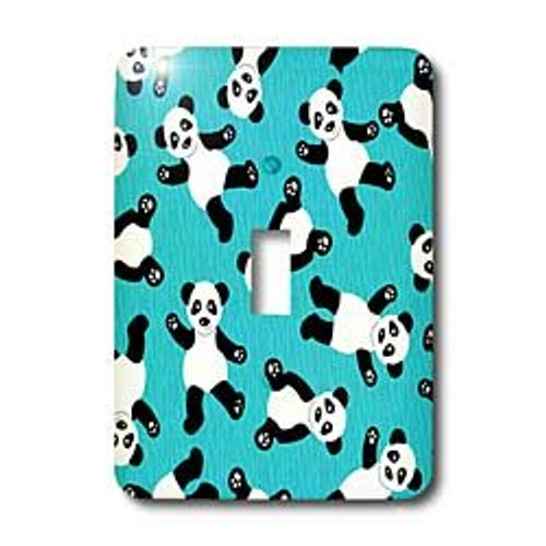 3dRose LSP_40921_1 Cute Happy Cartoon Panda Blue Fur Print Background Single Toggle Switch