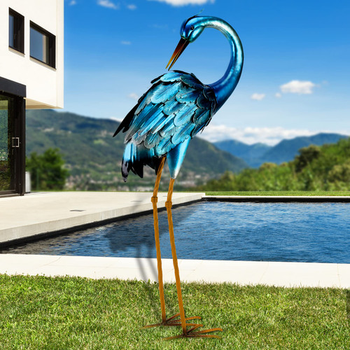 Chisheen Crane Garden Statues, Metal Garden Crane Outdoor, Blue Heron Sculpture Metal Yard Art, Large Garden Heron Decoy, Bird Statues, Lawn Ornaments for Backyard Pond Patio Porch Outside Decorations Chisheen Crane Garden Statues, Metal Garden Crane Outdoor, Blue Heron Sculpture Metal Yard Art, Large Garden Heron Decoy, Bird Statues, Lawn Ornaments for Backyard Pond Patio Porch Outside Decorations