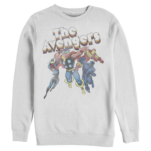 Marvel Men's Classic Avengers Pullover Crew Fleece, White, Large