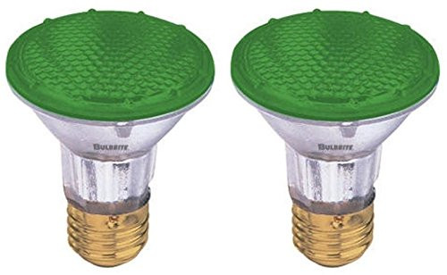 Bulbrite H50PAR20G 120V 50W PAR20 Halogen Light, Green - 2 Pack