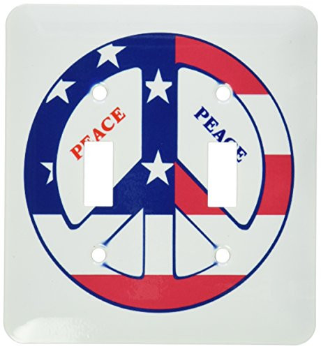 3dRose LSP_62420_2 Red White n Blue Peace Symbol Double Toggle Switch, Multicoloured