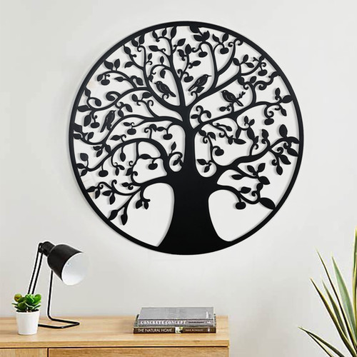 Remenna Metal Wall Art-Tree of Life Wall Decor 23inch Family Tree Metal Wall Hanging Bedroom Living Room Decor Outdoor Decoration (Tree of Life -B)