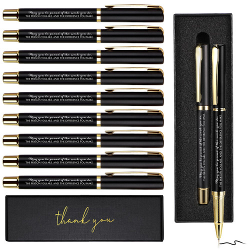 PerKoop 30 Sets Thank You Pens Employee Appreciation Ballpoint Pen with Engraved Inspirational Quotes Thank You Pen Gifts with Boxes for Teacher Coworker School Office Favors, Black Ink (Difference)