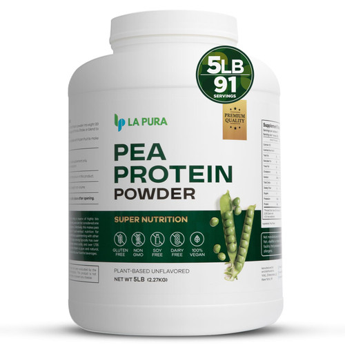 LaPura 100% Vegan Pea Protein Powder - 5LB, Unflavored Plant-Based Protein Powder with 20g Protein, Easy to Digest, Gluten Free, Non-GMO, No Additives for Optimal Nutrition