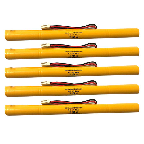 (5 Pack) NiCD Battery Pack Replacement for Emergency/Exit Light Evenlite B310011 4.8v 800mAh Ni-CD AA 800 mah 4.8 Volt Dantona Custom-200 Battery Guy 19537