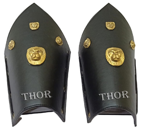 THOR INSTRUMENTS Arm Guard Bracers Leather Medieval Roman Vambraces Black Rustic Vintage Home Decor Gifts