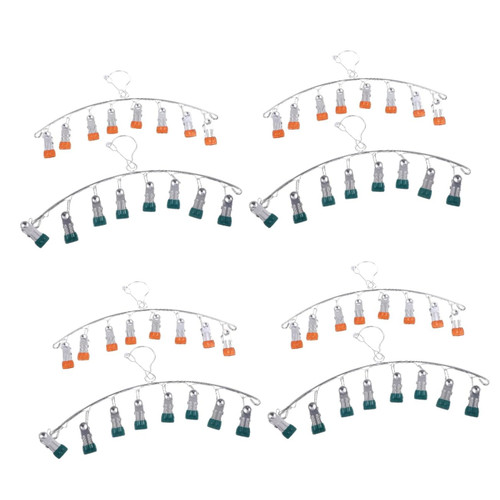Cabilock 8 pcs Multi Clip Hanger Metal Coat Hanger Kids Hanger Folding Clothes Rack Wardrobe Clothes Organizer Closet System Stainless Steel Sock Hangers Coat Hangers Socks Clips Socks Rack