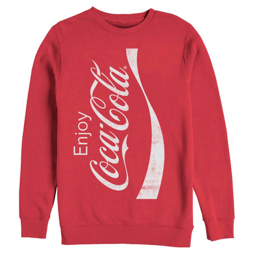 Coca-Cola Men's Canned Pullover Crew Fleece, Red, Large