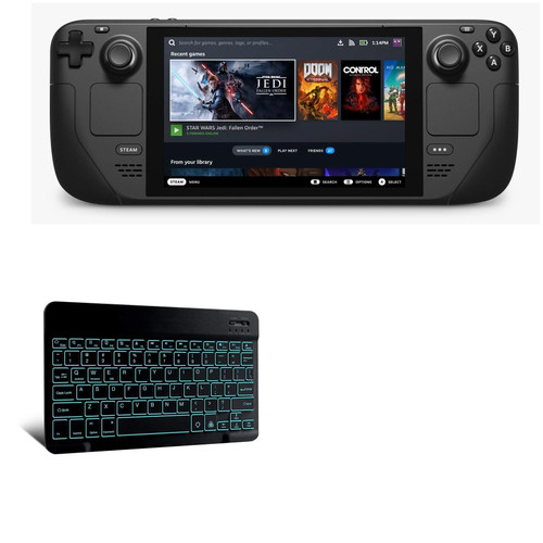 BoxWave Keyboard Compatible with Valve Steam Deck - SlimKeys Bluetooth Keyboard - with Backlight, Portable Keyboard w/Convenient Back Light for Valve Steam Deck - Jet Black