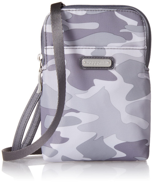 Baggallini Womens - Small Travel Bag With Blocking Sleeves Water-resistant Lightweight Mini Purse Take Two RFID Bryant Crossbody, Grey Camo Print