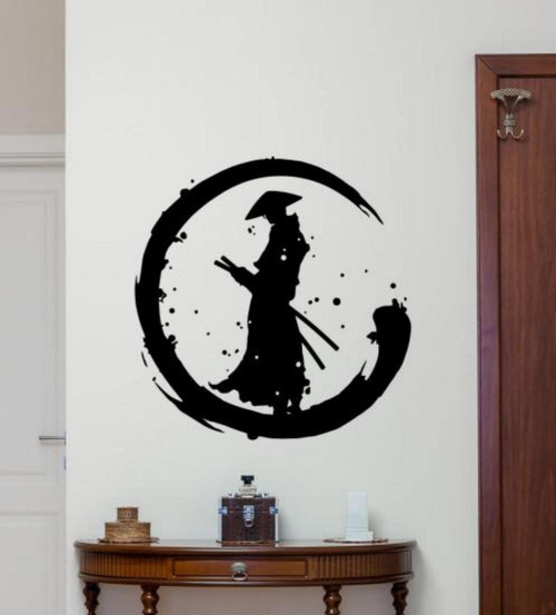 Samurai Wall Decal Vinyl Sticker Enzo Circle Ronin Sign Japanese Wall Art Enso Zen Design Housewares Home Wall Decor Removable Wall Mural Warrior Poster 1473