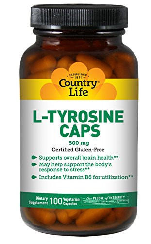 Country Life - L-Tyrosine 500mg with Vitamin B-6 - 100 Vegetarian Capsules