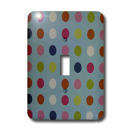 3dRose LSP_7938_1 Dots On Blue Single Toggle Switch, Multicolor