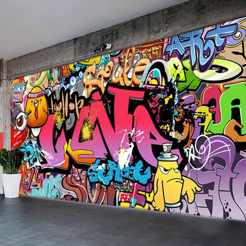 TOKMOCO Custom Graffiti Mural Wallpaper Art Graffiti 3D Wallpaper European Hand-Painted Graffiti Mural Suitable for Bedroom Cafe Bar Ktv Wallpaper Mural