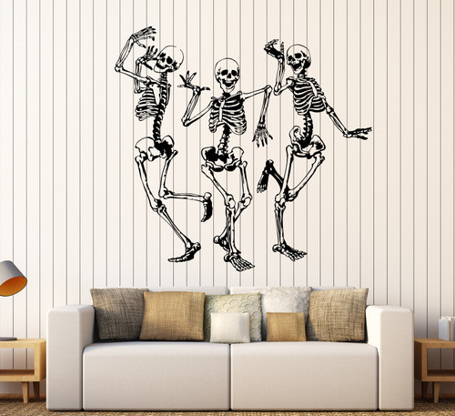 Vinyl Wall Decal Funny Dancing Skeletons Party Horror Halloween Stickers Large Decor (982ig) Matte Black Vinyl Wall Decal Funny Dancing Skeletons Party Horror Halloween Stickers Large Decor (982ig) Matte Black