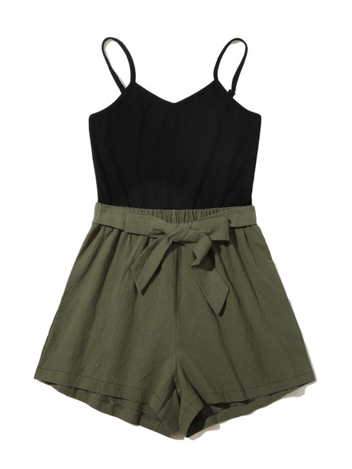 SOLY HUX Jumpsuits for Women Summer Plus Size Belted High Waist Cami Romper Short Jumpsuit Multicoloured 2XL SOLY HUX Jumpsuits for Women Summer Plus Size Belted High Waist Cami Romper Short Jumpsuit Multicoloured 2XL