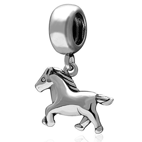 A Running Horse Dangle Charm 925 Sterling Silver Animal Beads fit for DIY Charms Bracelets