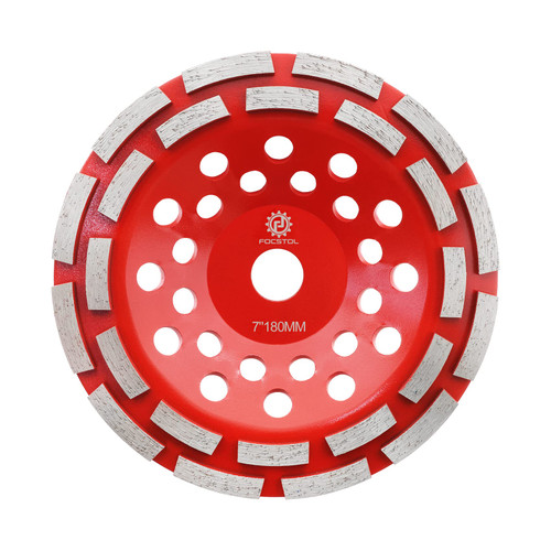 FOCSTOL Diamond Grinding Cup Wheel - 7''(180mm) Double Row Grinding Wheel for Concrete Granite Marble Masonry Artificial Stone for Angle Grinder