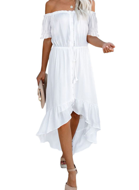 Happy Sailed Flowy Maxi Dresses for Women Plus Size Casual Loose Off Shoulder Summer Boho Dress Front Slit High Low Long Beach Cocktail Party Dresses White 2XL Happy Sailed Flowy Maxi Dresses for Women Plus Size Casual Loose Off Shoulder Summer Boho Dress Front Slit High Low Long Beach Cocktail Party Dresses White 2XL