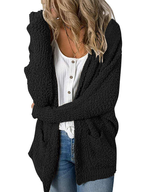 MEROKEETY Women's 2023 Winter Long Sleeve Soft Chunky Knit Sweater Open Front Cardigan Outwear Coat