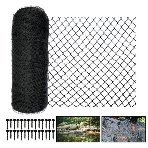 Meanchen Pond Netting 28 X 30 FT,Pool Cover Net,Pond Netting for Leaves Protects Koi Fish from Birds, Cats and Predators,Black