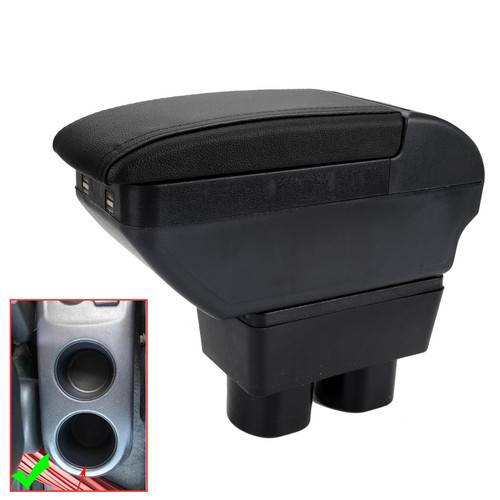 LEZZYRUCK Car Armrest Box Fits for 2020-2022 Nissan Almera Versa Double Layer Centre Console Large Storage Box with 4 USB Charging Ports Black Stitching