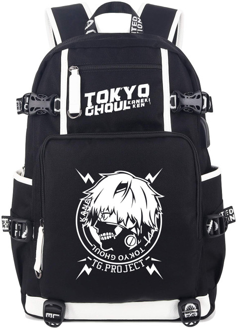 Roffatide Anime Tokyo Ghoul Laptop Backpack Printed Luminous Schoolbag Rucksack with USB Charging Port & Headphone Port Black