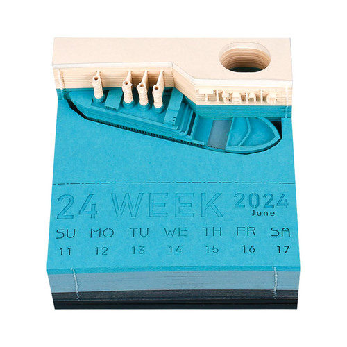 SIWEME 2024 Calendar Memo Pad, 3D Titanic Weekly Calendar Notepad With Light/Pen Holder, 3D Memo Pad Desk Calendar DIY Decoration Gift