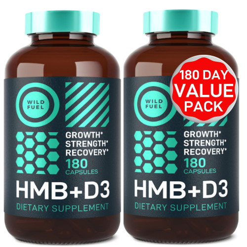 WILD FUEL HMB and Vitamin D3 Supplement Capsules - 1,000 MG HMB Supplements B-Hydroxy B-Methylbutyrate with D3 250% DV - Strength, Performance and Recovery Support - 180 Day Servings, 360 Capsules WILD FUEL HMB and Vitamin D3 Supplement Capsules - 1,000 MG HMB Supplements B-Hydroxy B-Methylbutyrate with D3 250% DV - Strength, Performance and Recovery Support - 180 Day Servings, 360 Capsules