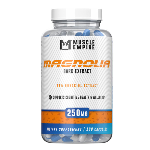 Muscle Empire Magnolia Bark Extract Capsules | 98% Honokiol 250mg | 180 Pill Count | Promotes Wellness & Natural Relaxation | Lab Tested Ingredients