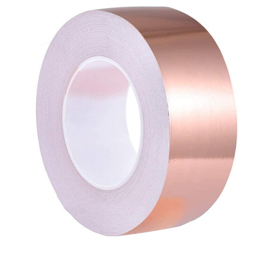 KLVN Copper Foil Tape Conductive Adhesive, for EMI Shielding, Electrical Repairs, Stained Glass, Paper Circuits, Grounding (Color : Foil Conductive, Size : 25M_50MM)
