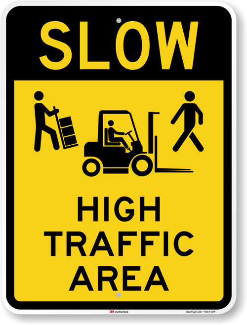 SmartSign "Slow - High Traffic Area" Sign | 18" x 24" 3M Engineer Grade Reflective Aluminum