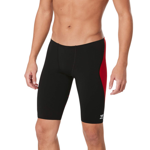 Speedo Men's Standard Swimsuit Jammer Endurance+ Printed Team Colors, Galactic Red, 28