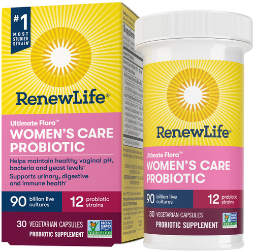 Renew Life Women's Probiotic Capsules, Supports Vaginal, Urinary, Digestive and Immune Health, L. Rhamnosus GG, Dairy, Soy and gluten-free, 90 Billion CFU, 30 Count Renew Life Women's Probiotic Capsules, Supports Vaginal, Urinary, Digestive and Immune Health, L. Rhamnosus GG, Dairy, Soy and gluten-free, 90 Billion CFU, 30 Count