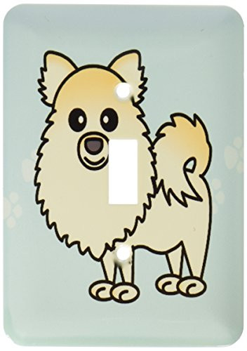 3dRose Lsp_10824_1 Cute Cream Pomeranian Blue with Paw Prints Single Toggle Switch