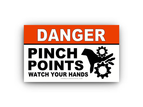 (25 Pack) - 3" X 5" Modern Rectangular Pinch Point Safety Stickers - Red, White and Black Pinch Point Safety Stickers