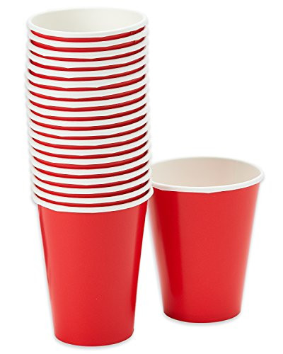 American Greetings Paper Cups (20 Count), 9 oz, Bright Red