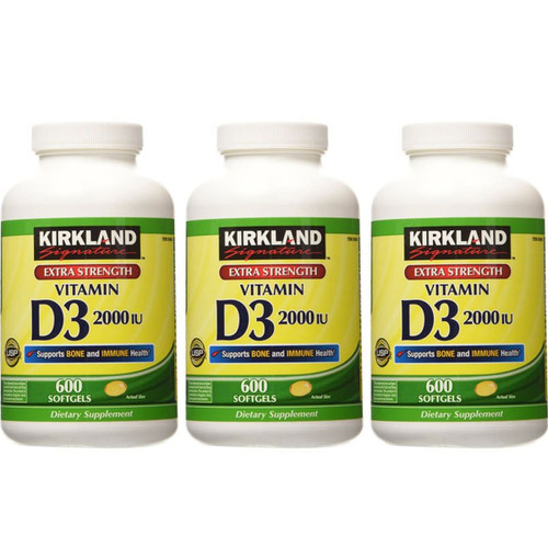 Kirkland Signature Extra Strength D3 50 mcg, 600 Softgels (3 Pack)